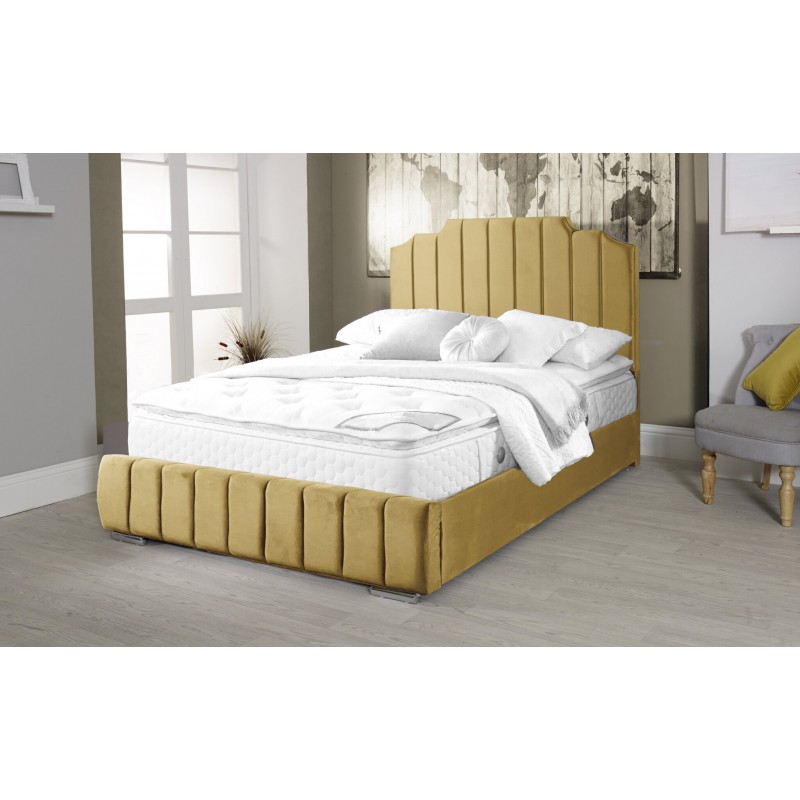 Oced Velvet Mustard 4ft6 Double bed